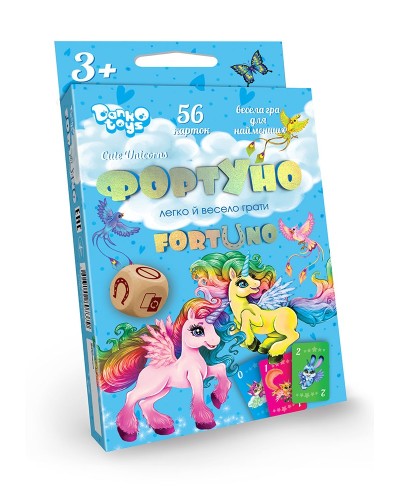 Гра настільна «ФортУно Cute Unicorns» розвиваюча, у коробці 9х13,5х2,5 см, ТМ Данко Тойс