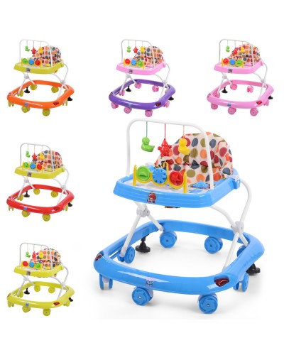 Ходунки музичні зі світлом, дуга з підвісками, на 8 колесах з 2 стопорами, на батарейці, в асортименті