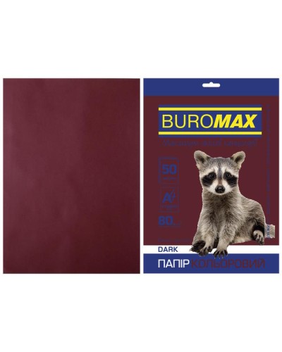 Папір кольоровий «DARK» А4 50 аркушів 80 г/м2 темно-бордовий, ТМ Buromax