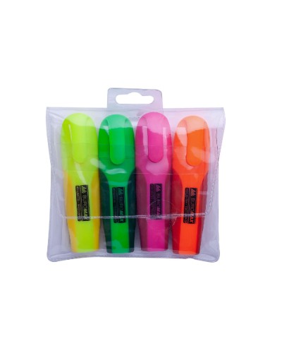 Набір маркерів «Neon» текстових з гумовими вставками, 4 шт., ТМ JOBMAX