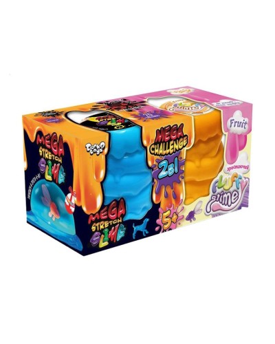 Слайм 2 в 1 «Mega Stretch Slime» та «Fluffy Slime», в асортименті, у коробці 17,5х9х10 см, ТМ Данко Тойс