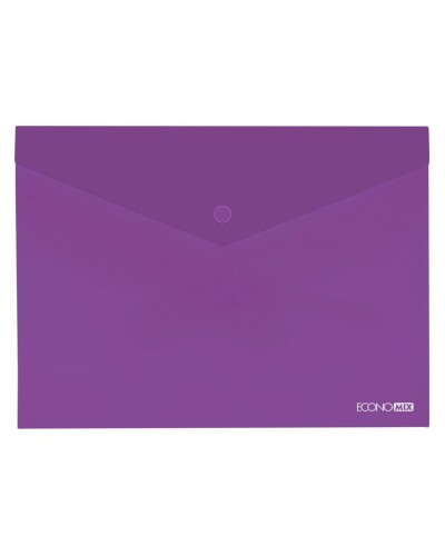 Папка-конверт на кнопці А4 180 мкм непрозора, фактура «помаранч», фіолетова, TM Economix