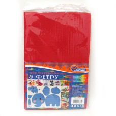 Фетр A4 hard 170 г/м2 1,2 мм, червоний, 10 аркушів, ТМ J.Otten