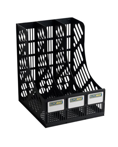 Лоток «3 в 1» вертикальний пластиковий чорний 23х25,5х30,5 см, ТМ Buromax