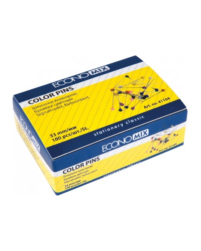 Шпильки, кольорові, 33 мм, 100 шт., ТМ Economix