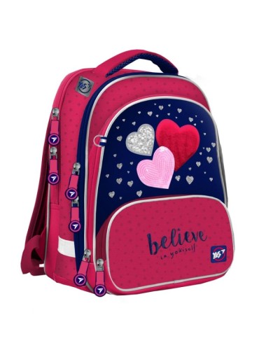 Рюкзак JUNO ULTRA «Heart beat» малиновий / синій, ТМ YES, S-30