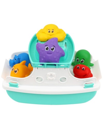 Кораблик «Паром» та 6 морських мешканців, у сітці 26х16х17 см, ТМ Технок