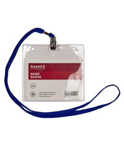 Бейдж-ідентифікатор горизонтальний на шнурку прозорий 100х80 мм, TM Axent