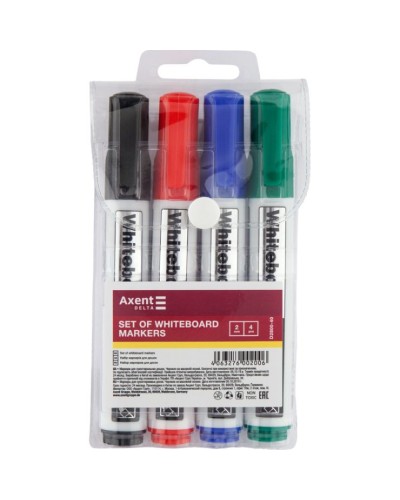 Набір маркерів «Whiteboard» текстових круглих з 4 одиниць, 2 мм, ТМ Axent
