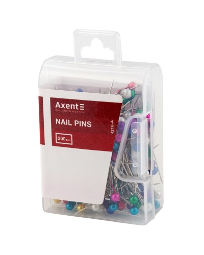 Шпильки кольорові 34 мм, 200 шт у контейнері, ТМ Axent