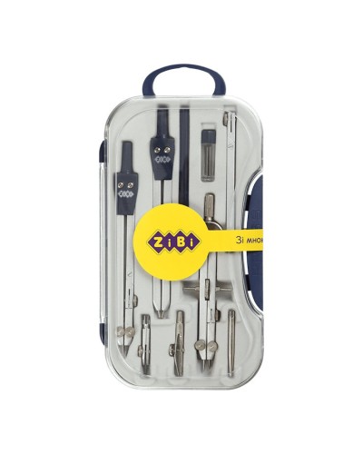 Готовальня «COLLEGE» з 9 предметів, темно-синя, ТМ ZiBi