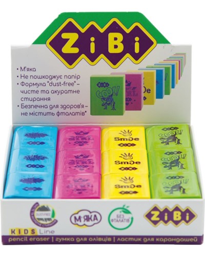 Гумка «Книга» 30х25х8 мм, 36 шт в боксі, ТМ ZiBi