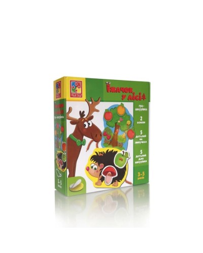 Гра настільна «Їжачок в лісі» 2 гральні основи, шнурок та 10 деталей, у коробці 16х4,5х17 см, ТМ Vlady Toys