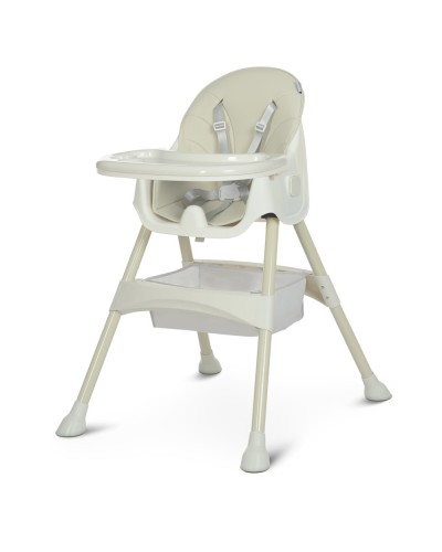 Стільчик для годування 95х76х61см складний, 5-точковий ремінь безпеки, екошкіра, сірий, у коробці 51х27х43 см