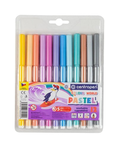 Фломастери, 12 кольорів, пастель