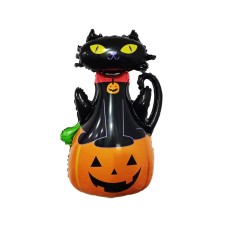 Кульки фольговані «Кіт над гарбузом, Хеллоуїн» 97х68 см