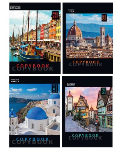 Блокнот «Міста Європи», А5, 72 аркуші, клітинка, тв. палітурка, ламінована обкл., в асортименті