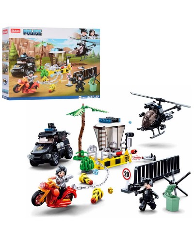 Конструктор «Поліція» на 373 деталі з фігуркою, у коробці 38х28х7 см, SLUBAN