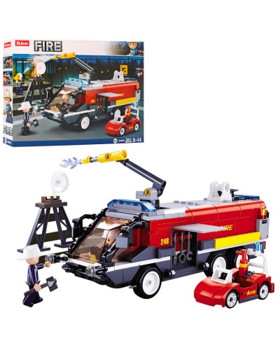 Конструктор «Пожежний автомобіль» 22,2 см на 381 деталь з машинкою та фігурками, у коробці 38,5х29х7см, SLUBAN