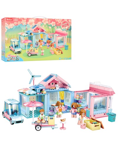 Конструктор «Будинок» на 410 деталей з маш нкою та фігурками, у коробці 47,5х28,5х7 см, SLUBAN