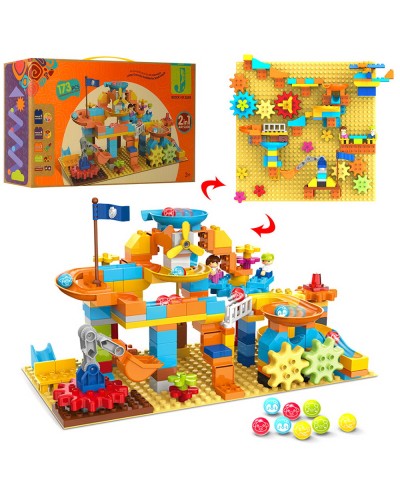 Конструктор 2 в 1 майданчик, трек, шестерінки, фігурки, 173 детелі, у коробці 54х32х13 см