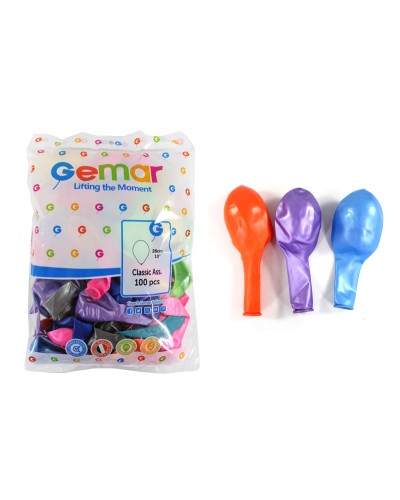 Кульки повітряні перламутрові 25 см різнокольорові, 100 штук в упаковці