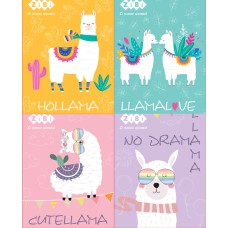 Блокнот «CUTE LLAMA» А7 на 40 аркушів у клітинку на спіралі зверху з картонною обкладинкою, KIDS Line