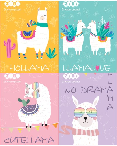 Блокнот «CUTE LLAMA» А7 на 40 аркушів у клітинку на спіралі зверху з картонною обкладинкою, KIDS Line