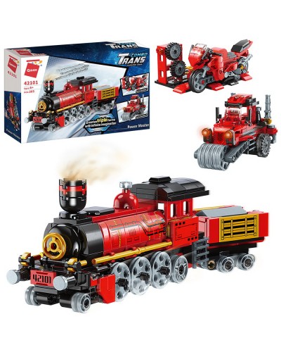 Конструктор «Поїзд-будтехніка-мотоцикл» 3 в 1 на 305 деталей, у коробці 32,5х19х5 см, Qman