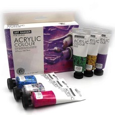 Фарби акрилові «Art ranger» на 6 кольорів по 75 мл з гліттером, TM J. Otten